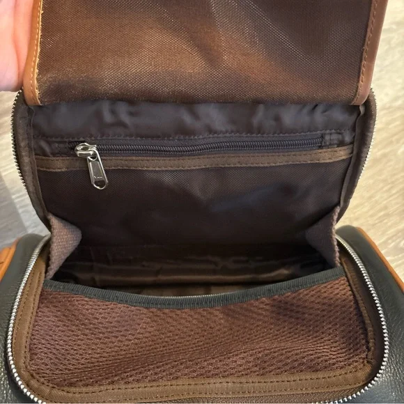 Genuine Leather Toiletry Case Men’s Brown & Black Travel Piece Organize Vacation - Picture 12 of 13